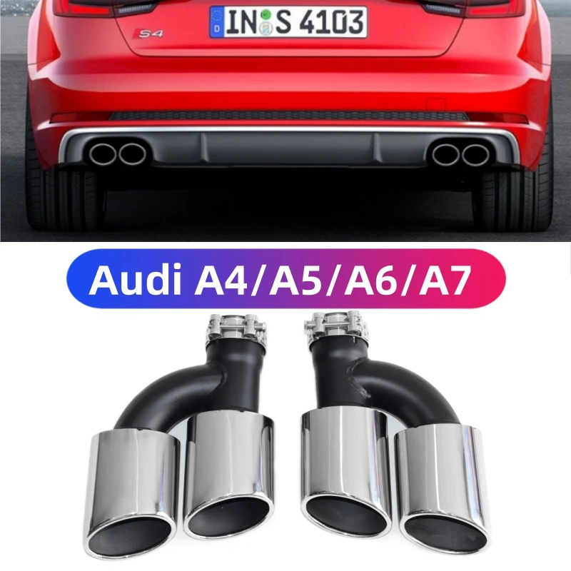 For Audi A4 A5 A6 A7 Pipe Modification S4 S5 S6 S7 Quad Tail Pipe Black Muffler Tip Exhaust Head