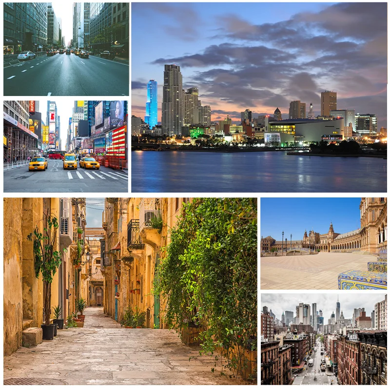 

Vinyl Custom Vintage European Street View Scenery Photography Backdrops Wedding Travel Photo Backgrounds Studio Props DFG-06