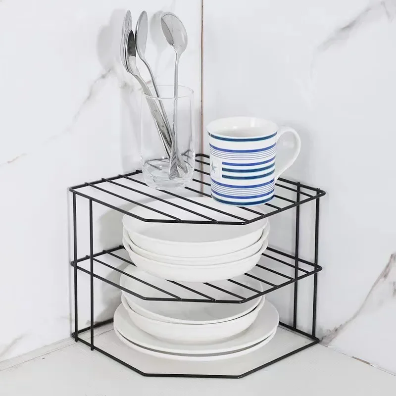 Kitchen Seasoning Corner Shelving Pot Non Punching Portable Storage Table Food Sundries Organizer Rack Kitchen Bathroom Holder 3