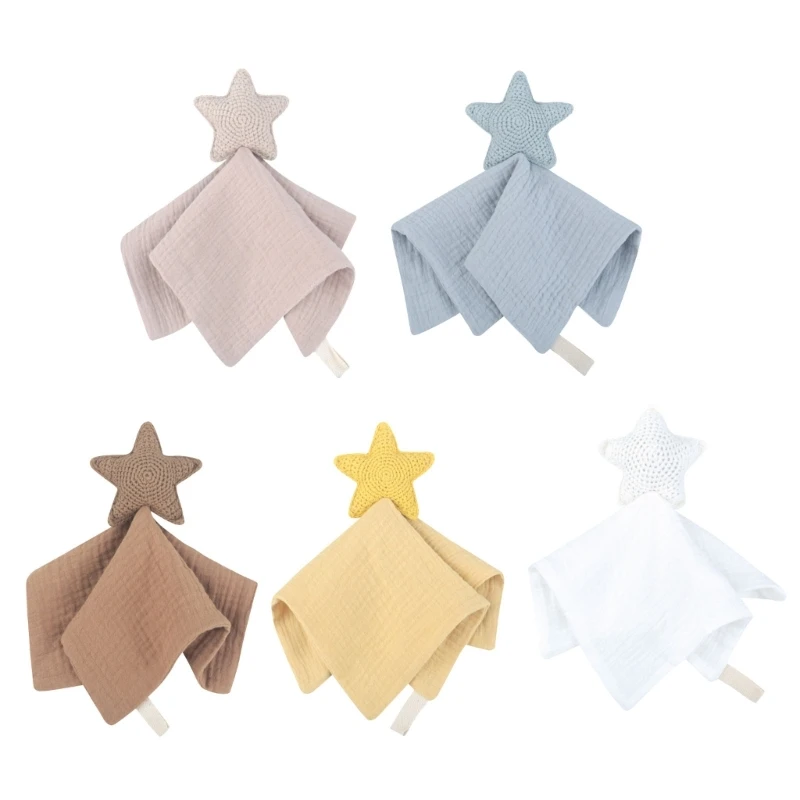 Baby Infant Animal Soothe Towel Lovely Knitted Star Decor Appease for Newbrons Cotton Soft Comforting Towel