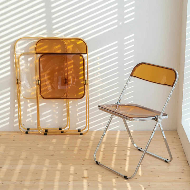 Nordic Clothing Store Ins Transparent Plastic Folding Chair, Transparent Acrylic Home Dining Chair Creative Negotiation Chair