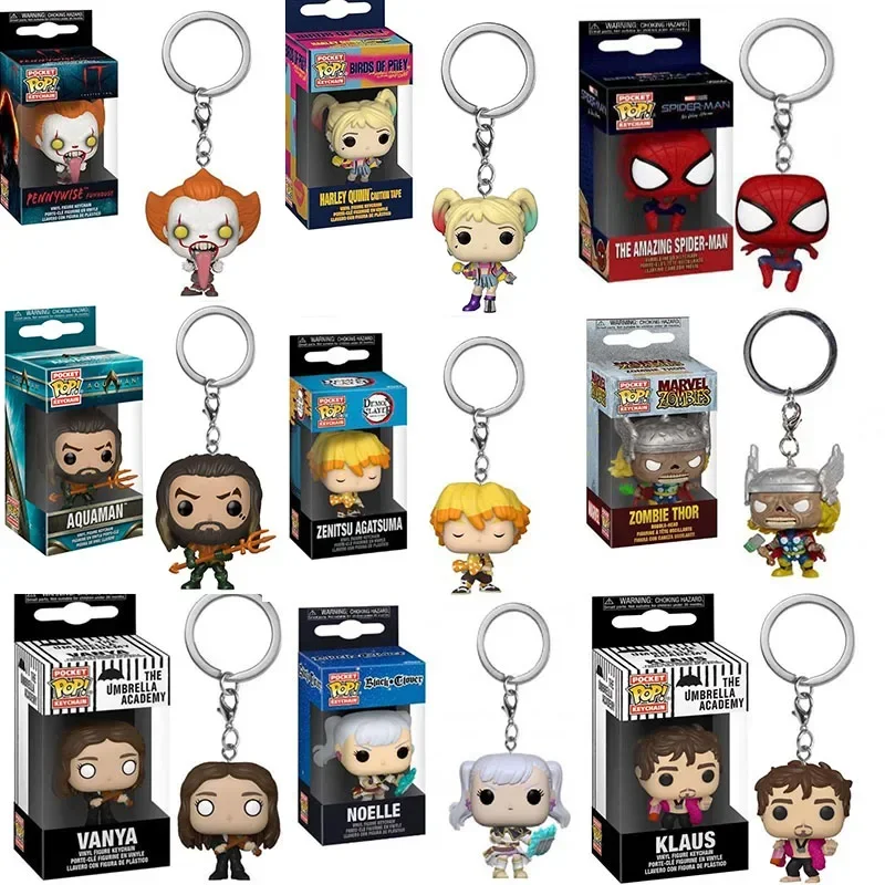 thumbnail image 2 of NUEVO llavero Funko POP Aquaman Marvel Spider Man Zombie Thor Harry Quinn Umbrella Academy Claus muñeco infantil modelo juguete regalos, 2 of 5