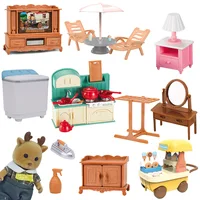 Forest Family Doll 1:12 Dollhouse Kitchen Accessories Mini Model Reindeer Animal Miniature Furniture Pretend Play For Girl Gifts 1