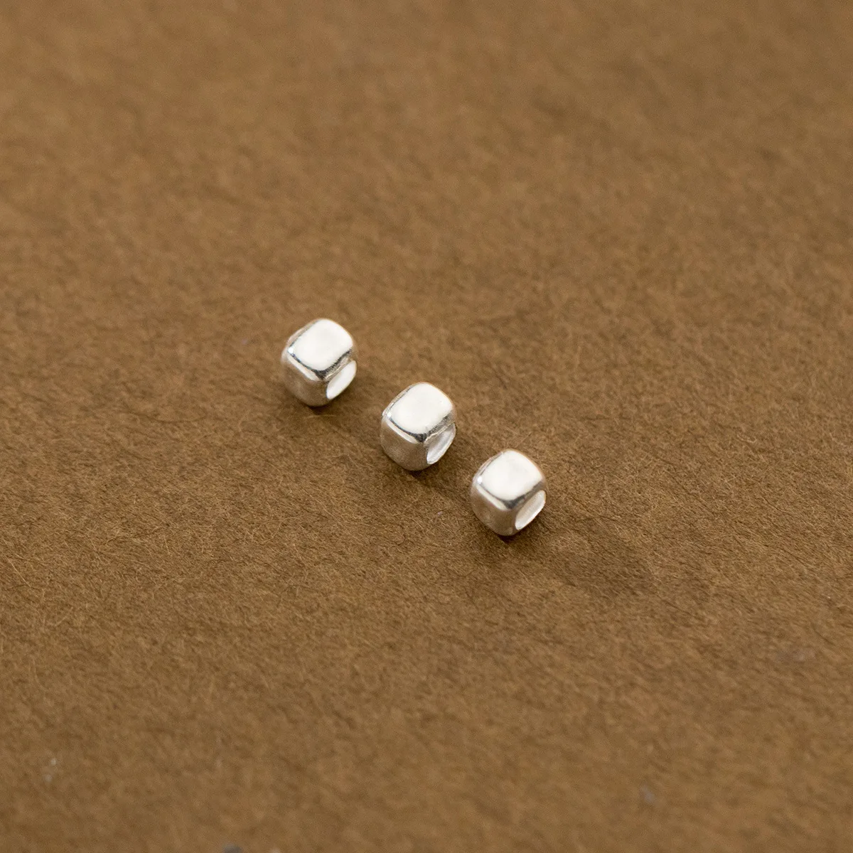 10pcs/Lot 925 Sterling Silver Cute Small Sqaure Sugar Loose Beads 3mm Handmade Beading Spacers DIY Silver Jewelry Accessories 4