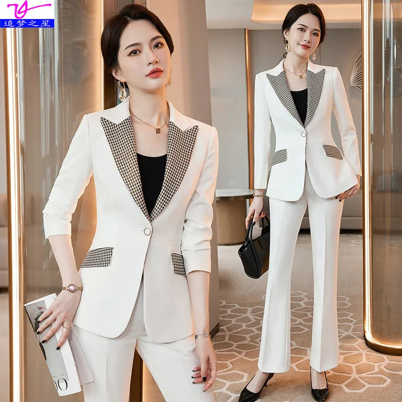 

Business Suit Women's Spring and Autumn Temperament Goddess Style Design Suit White Collar Commuter Interview Formal Wear Work C