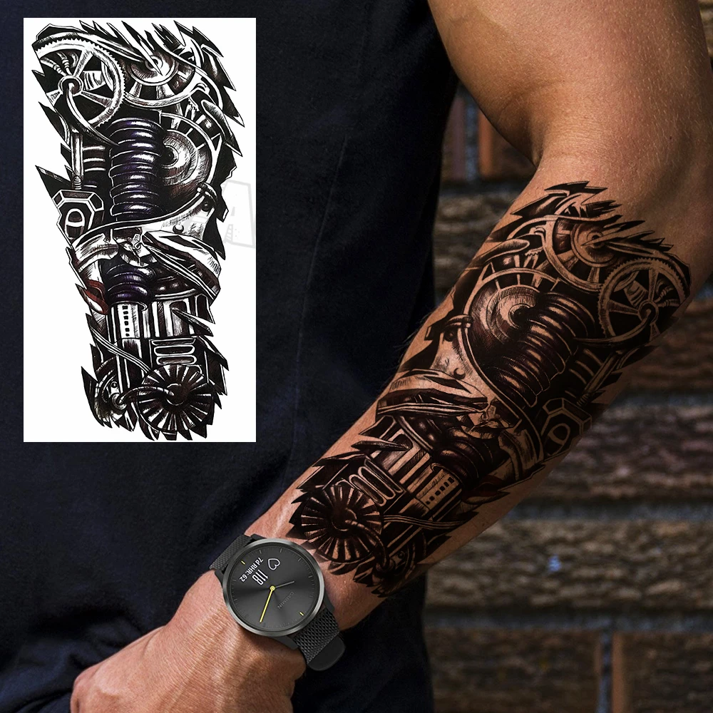 Schwarze Samurai Tier temporäre Tattoos für Männer Erwachsene realistische  gefälschte Roboter Arm Adler Löwe Tattoo Aufkleber wasserdichte Arm Tatoo -  AliExpress, image size:1000x1000