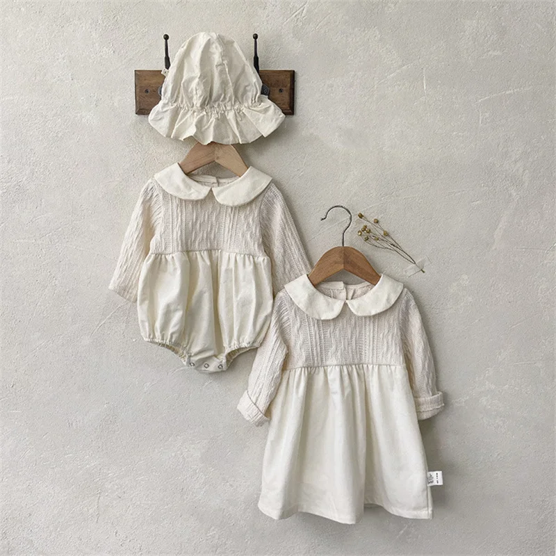 

Sisters Clothes Set Spring Autumn Toddler Long Sleeve Baby Cotton Dress Newborn Solid Girl Suit Baby Girl Birthday Dress