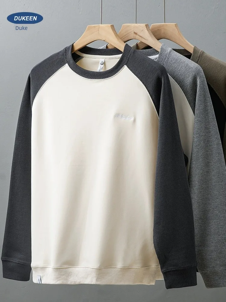

EN Contrasting Raglan Sleeved T-shirt For Men With Long SleeveS, Spring And Autumn American Style Loose Round Neck Hoodie,