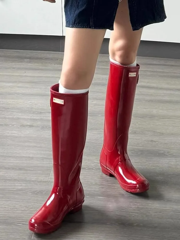 High Quali Red High-Tube Rain Boots Waterproof Non-Slip for Outdoor Cam Youth Faion Breathable Comfortable Rubber oes