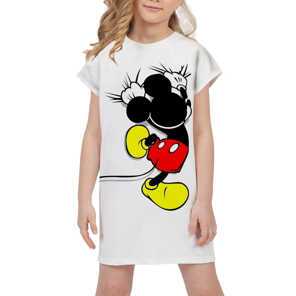 

Summer Girls Disney Minnie Mouse Dress Children Cartoon A-Line Princess Dresses Girl Casual Wear Breathable Basic Skirt Clothes