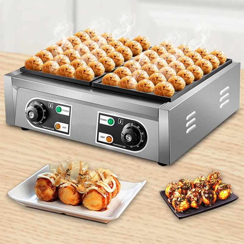 HT-56 Electric Takoyaki Maker Commercial Takoyaki Machine Non Stick Double Baking Pan 56 Octopus Household Small Fish Ball Grill 2