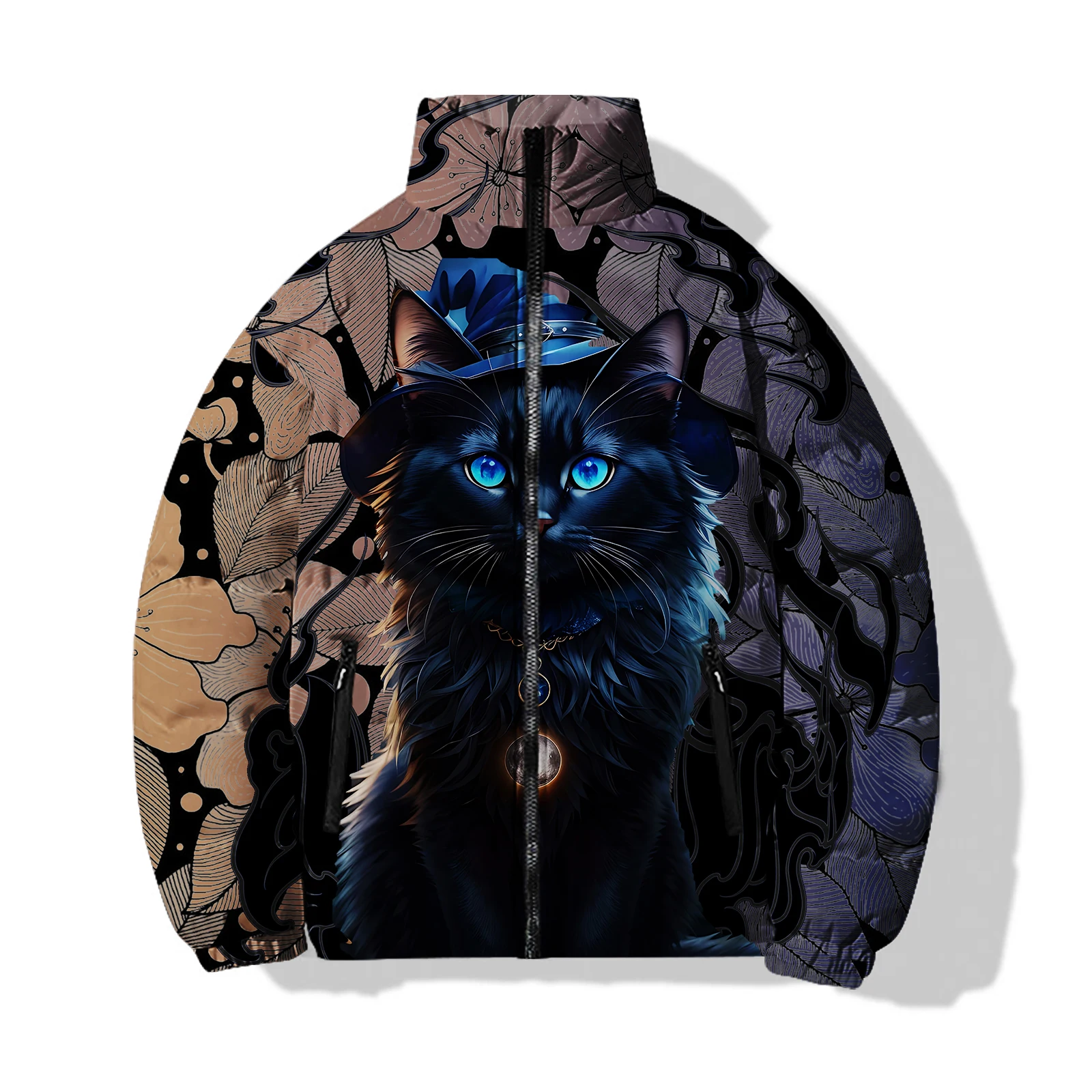 thumbnail image 1 of Parka informal y versátil para hombre 2024, chaquetas de invierno de moda de moda para hombre, abrigo para hombre con estampado de gato personalizado, cómodo y cálido, 1 of 5