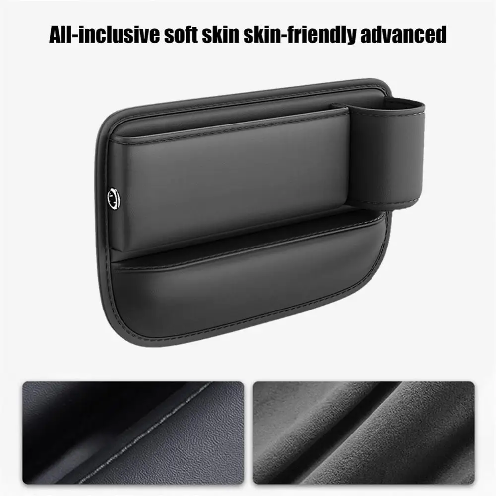 

Pu Leather Car Seat Gap Organizer Auto Console Side Storage Box with Cup Holder Seat Crevice Storage Box for Cellphones