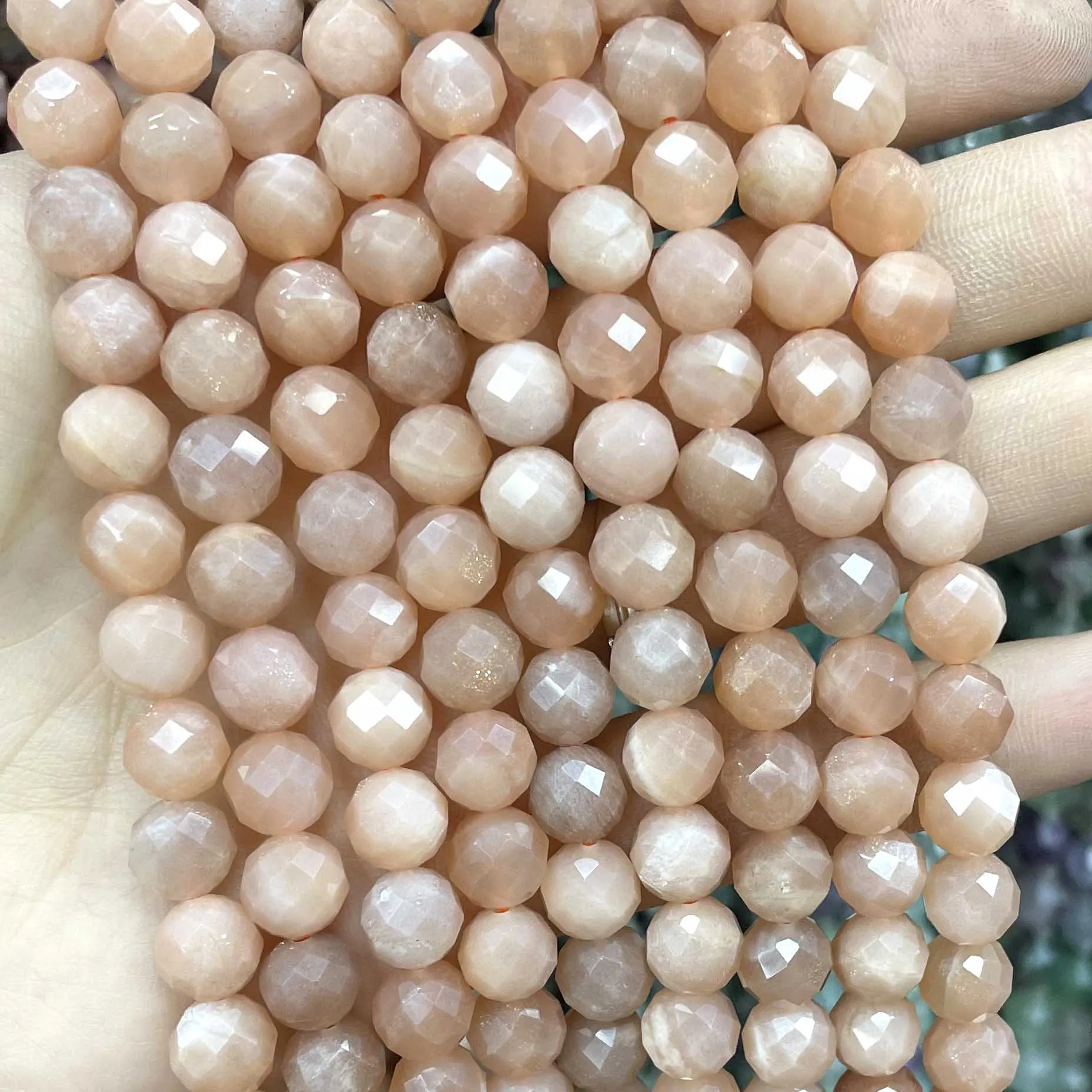 천연 면 선스톤 월장석 보석 느슨한 스페이서 비즈, 쥬얼리 제작, DIY 패션 팔찌, 6mm, 8mm, 10mm, 7.5 인치