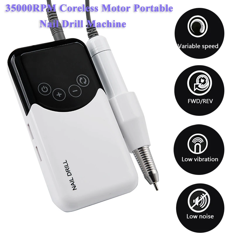 35000RPM Coreless Motor Nail Drill Machine Rechargeable Electric Nail File for Acrylic Gel Nail Manicure Pedicure Polish Sets 3