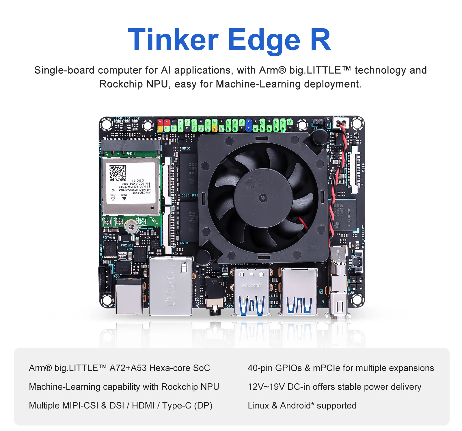 ASUS Tinker Edge R 3GB/6GB Development Board Rockchip RK3399PRO SBC Artificial I