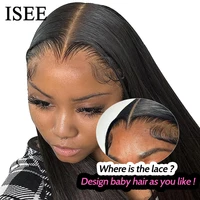 ISEE cheveux sans colle perruques cheveux humains prêt à porter droite sans colle pré-plumée porter et Go perruques 7x5HD dentelle avant perruques pré-coupées dentelle 6