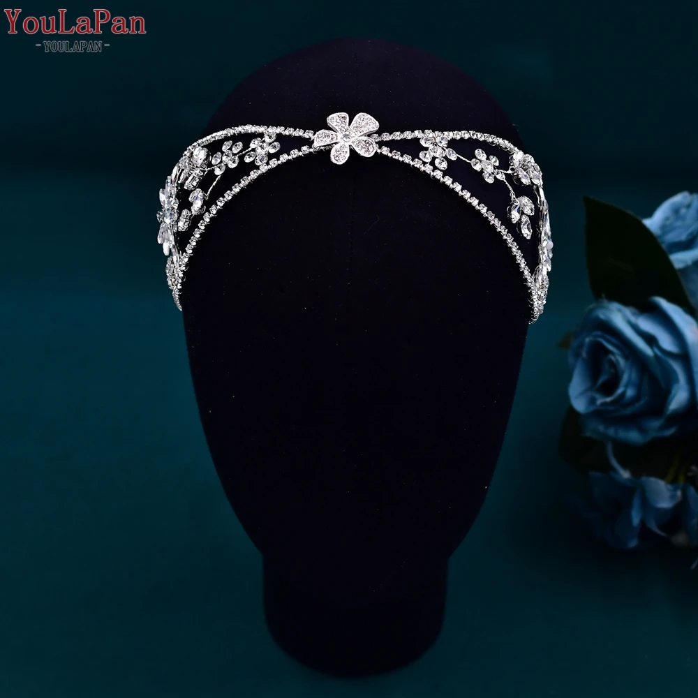TOPQUEEN Wedding Taira Rhinestone Bridal Headband Wedding Hair Accessories Bride Headpiece for Party Bridesmaid Gift HP554