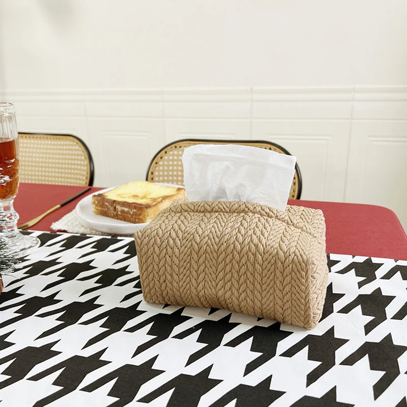 Nordic Ins Wheat Ear Texture Tissue Box Paper Stoarge Bag Cloth Tissue Box Car Tissue Storage Box Living Room Home Decor 5