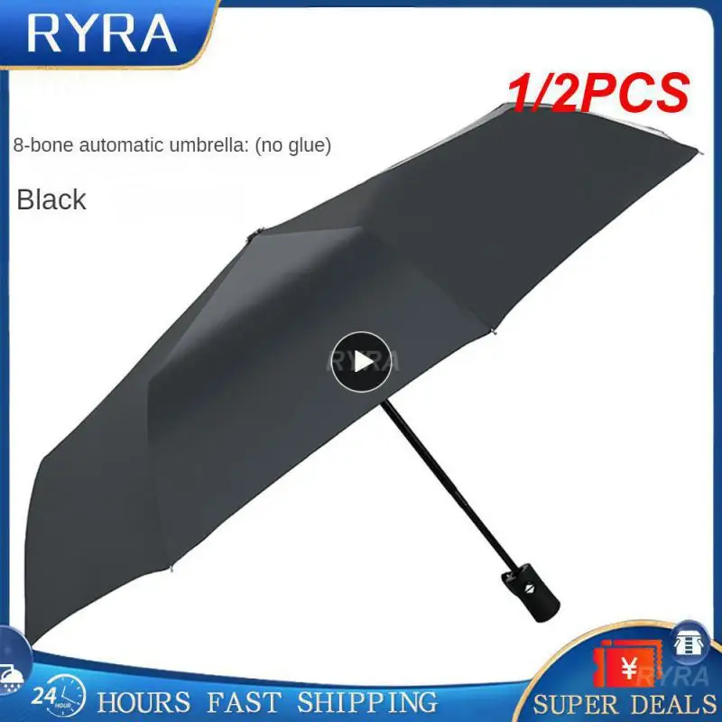 

Автоматический складной зонт для мужчин и женщин, зонтик 10 к с защитой от ветра и влаги, защита от УФ-лучей, деревянная ручка, 1/2 шт.