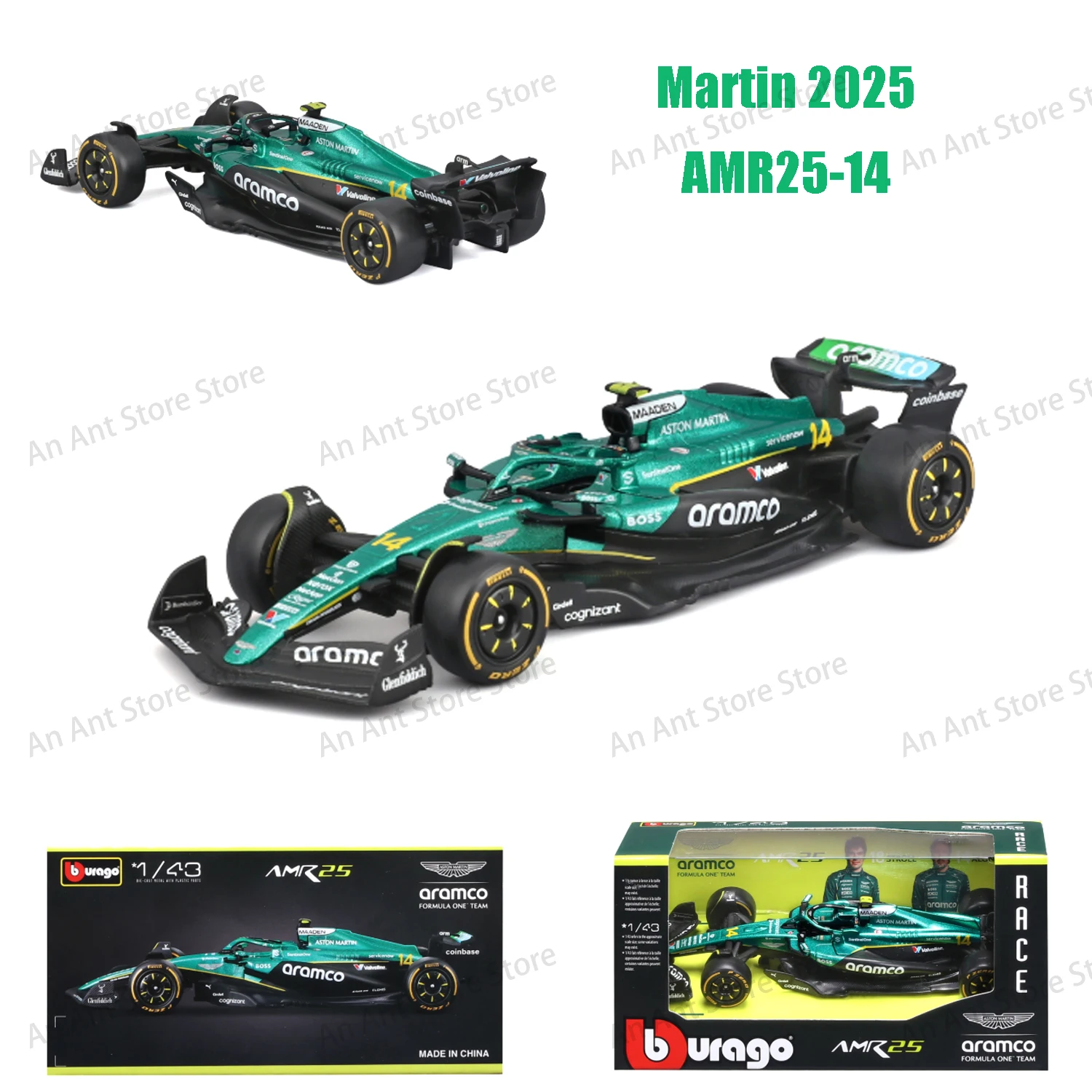 Bburago 1:43 McLaren Mcl38 # 4 F1 Formula Alpine A525 Modello di auto Ferrari SF25 2025 Mercedes W16 Red Bull RB21 AMR25 gif natalizia