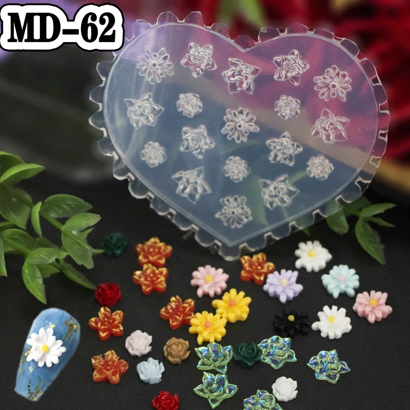 11 Styles 3D Flower Star Nail Art Mold DIY Assorted Nail Art Decorations Charms Ornament Silicone Mould Templates Manicure Tool