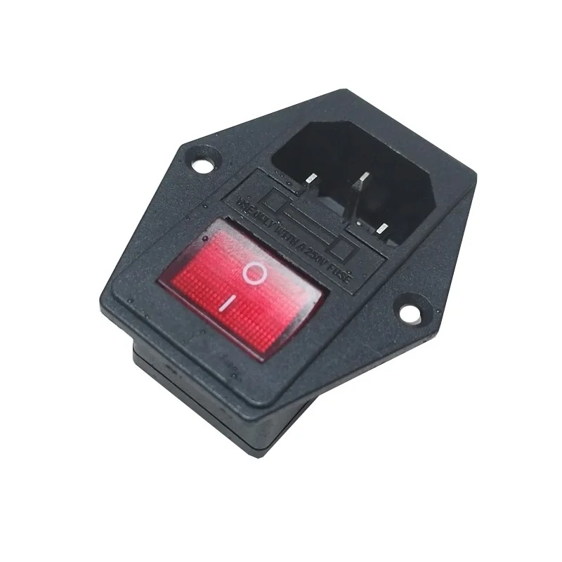 1pcs 10A 250V Power Switch AC Power Outlet With Red Triple Rocker Switch Fused Module Plug For 3D Printer Parts