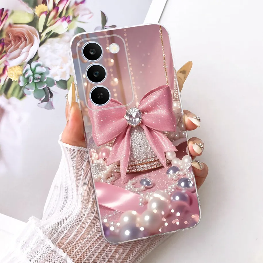 Floral Bow Bumper Soft Silicone Clear Phone Case Cover