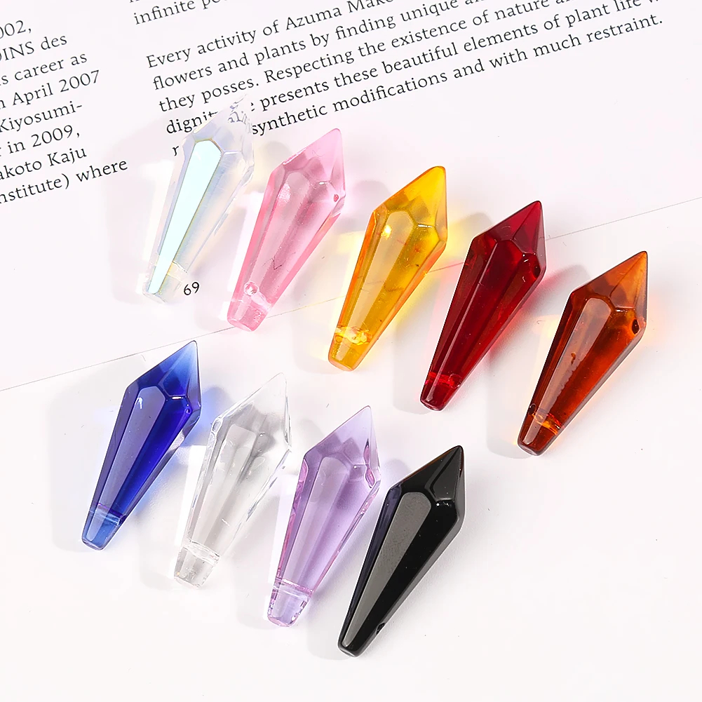 Crystal Sun Catcher Crystal Beads 10PCS Colorful Crystal Pointed Beads Chandelier Crystals Lamp Prisms Pendant Sun Catcher DIY Home Wedding Party Hanging Decor