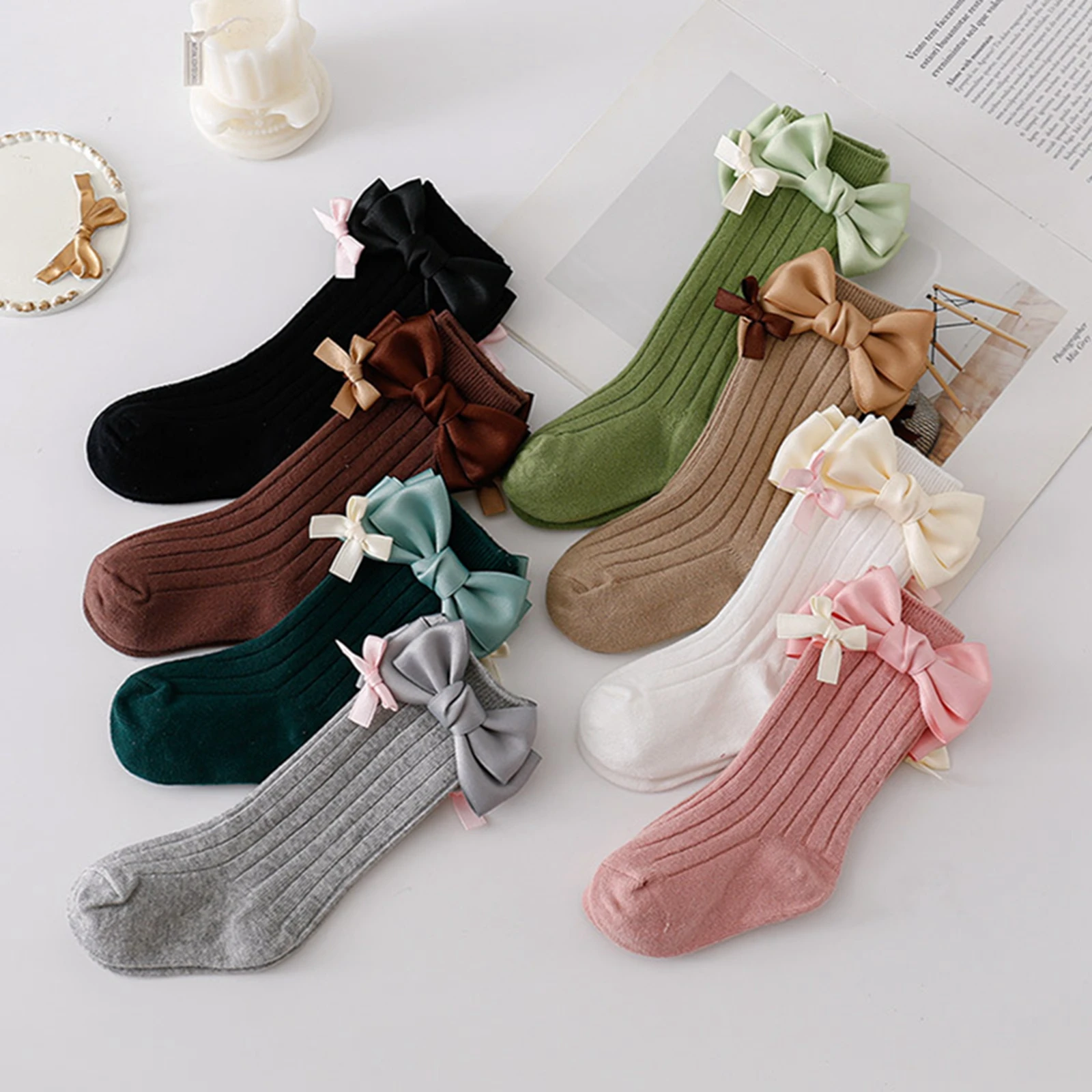 

0-5 Years Listenwind Baby Girls Princess Socks Cute Bow Socks Breathable Tube Socks for Toddler Infant Clothing Accessories