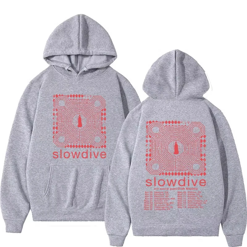 Casual Fleece Oversized Hoodie Slowdive Band 2024 Tour Concert Print Hoodies Men Women Hip Hop Gothic Pullovers Sweatshirts 3