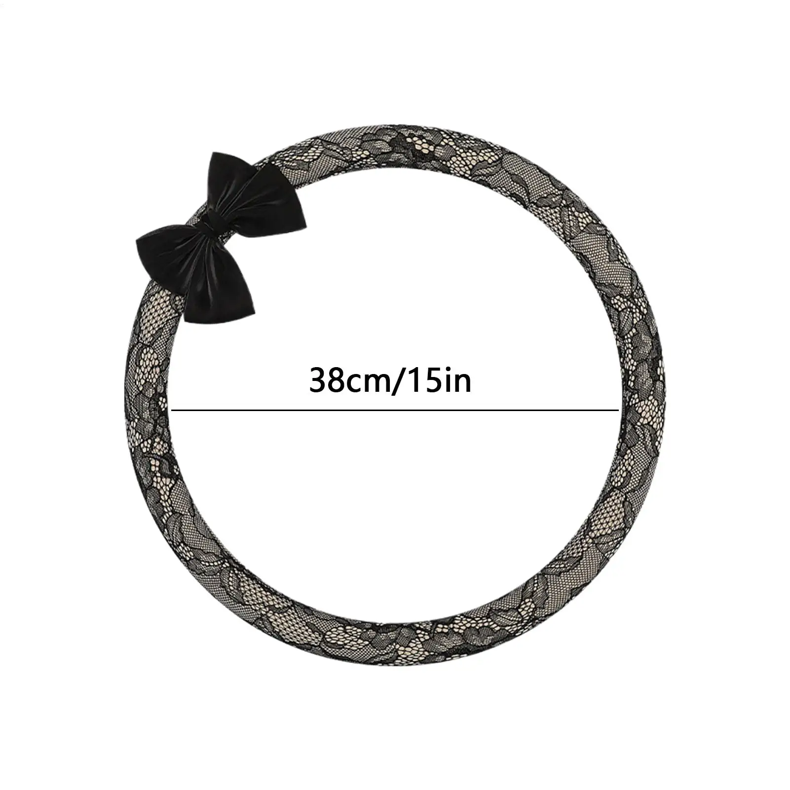 Coprivolante per Auto in Pizzo con Fiocco Carino 38cm Universale Antiscivolo Traspirante Accessori Decorativi per Interni Auto da Donna - immagine 5