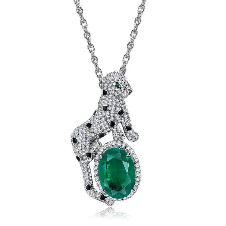 

Серебряное Ожерелье S925 с изумрудом 10*14 мм