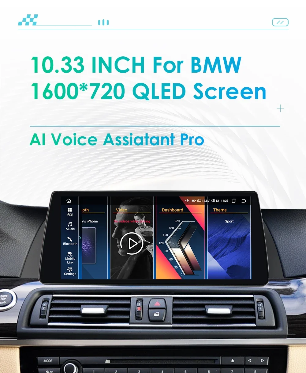 Автомагнитола 10,33 дюймов, Android, мультимедиа для BMW 5 F10 F11 520i 525i 528i 2011-2016, автомобильные интеллектуальные системы, 4G, Wi-Fi, Carplay, GPS, стерео