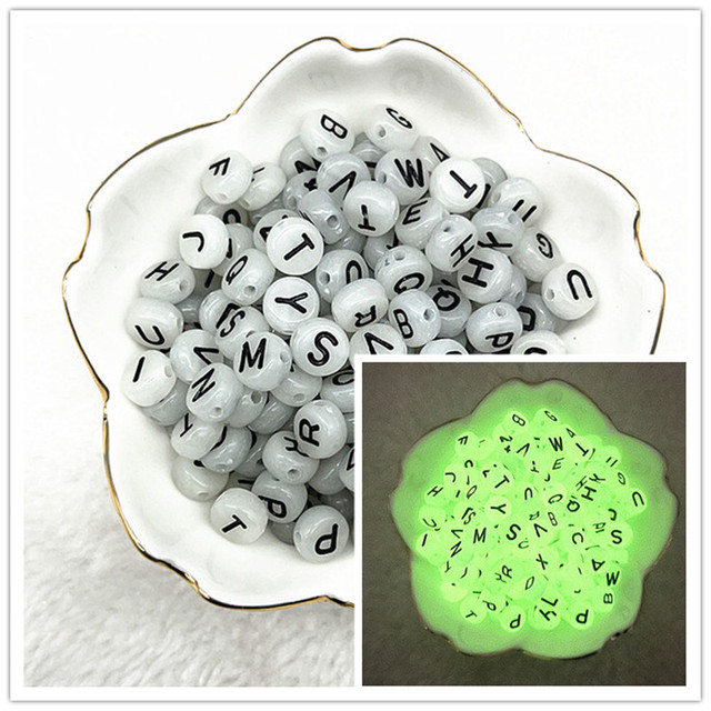 7x4mm A-Z Luminous Beads Letter Beads Acrylic Spaced Beads For Jewelry Making DIY Charms Bracelet