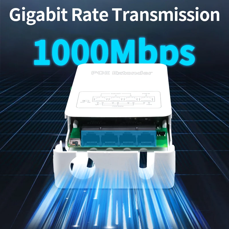 4 Port Gigabit POE Repeater 1000M Outdoor Rainproof Network POE Extender VLAN 44-57V 30W Camera Wireless AP HORACO