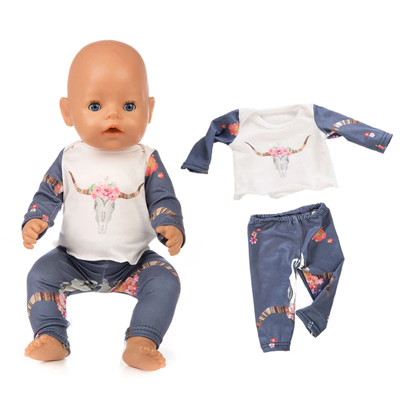 Doll Clothes for 43cm Born Baby Doll Clothes One Shoulder Bell Bottom Pants Wide Leg Trousers for 18" Girl Fashion