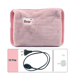 EU Plug Rechargeable Plush Electric Hand Warmer (Pink)