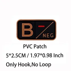 Compact PVC Blood Type Emblem with Hook for Outdoor Gear and Backpacks (30-Orange B NEG)