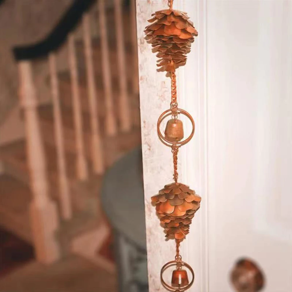 Pine Fruit Wind Chime Pine Cone Rain Chain Ornament Metal Outdoor Garden Wind Chime Decoration pine fruit wind chime