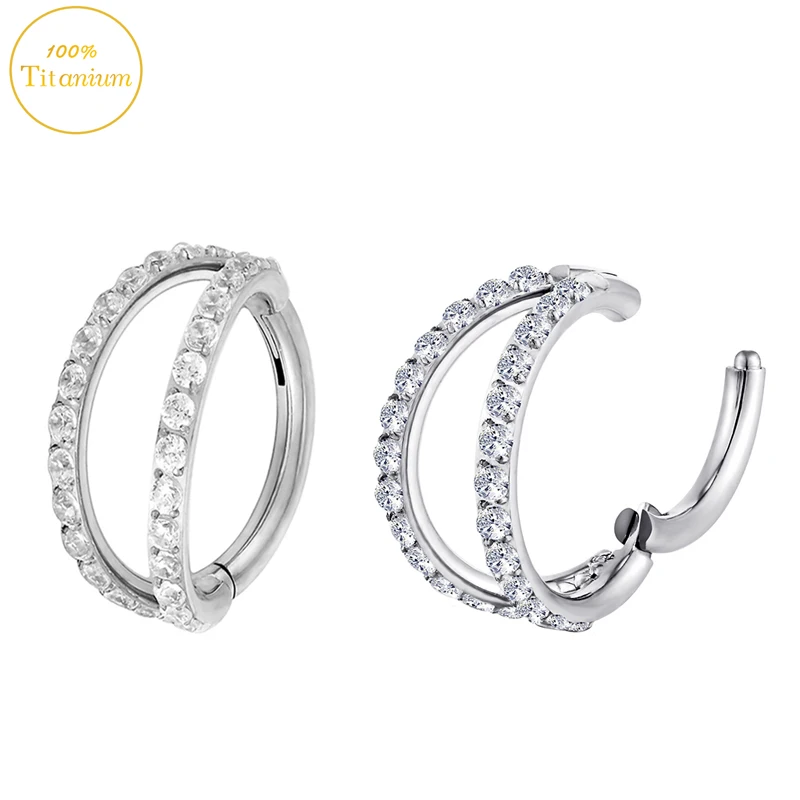G23 Titanium Septum Piercing Nose Rings Zircon Series Hoop Hight Segment Clicker Earrings Ear Cartilage Helix Piercing Jewelry