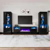 Fireplace Entertainment Center Set, Including A 70 Inch Fireplace TV Stand and 2 LED High Gloss Bookshelves 1