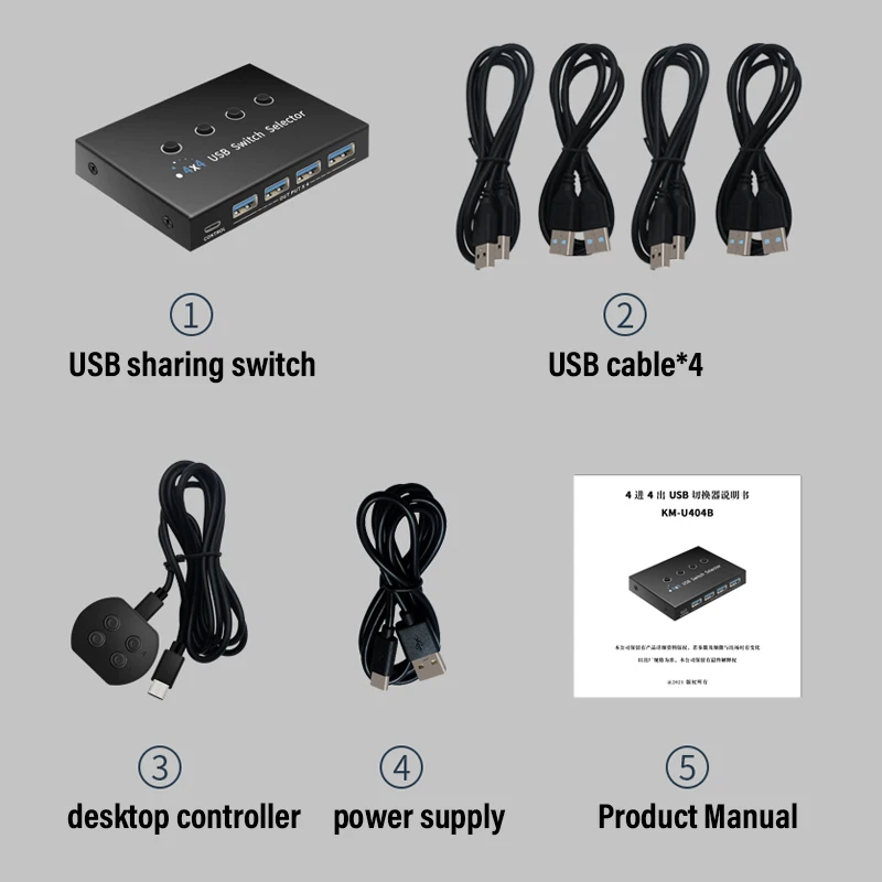 USB 3.0/2.0 Switch KM Selector 4 Computer Laptop PC Host Sharing 4 USB Devices KVM Switcher Box Share Printer Mouse Keyboard 4