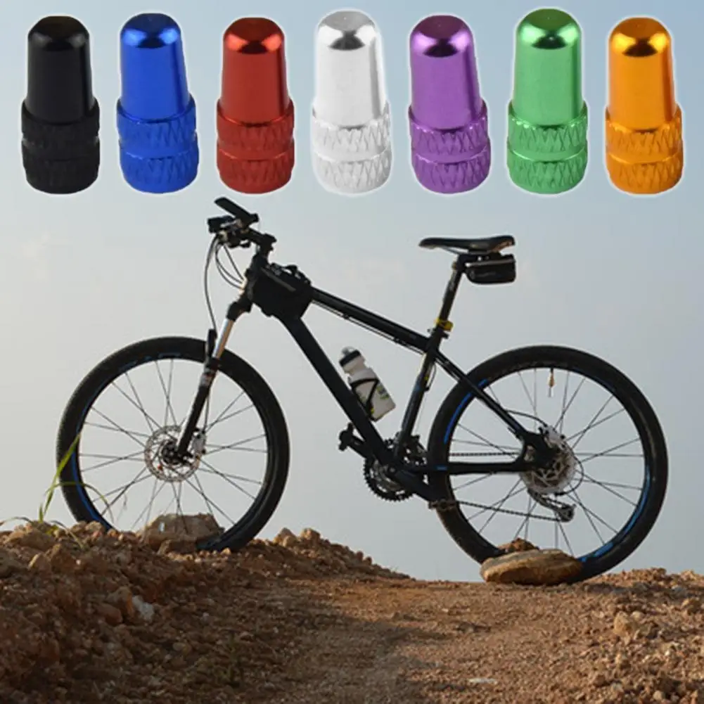 

4 Pcs Valve Caps Practical Wear Resistant Aluminum Alloy Anodized Bike Tire Caps for Bicycle