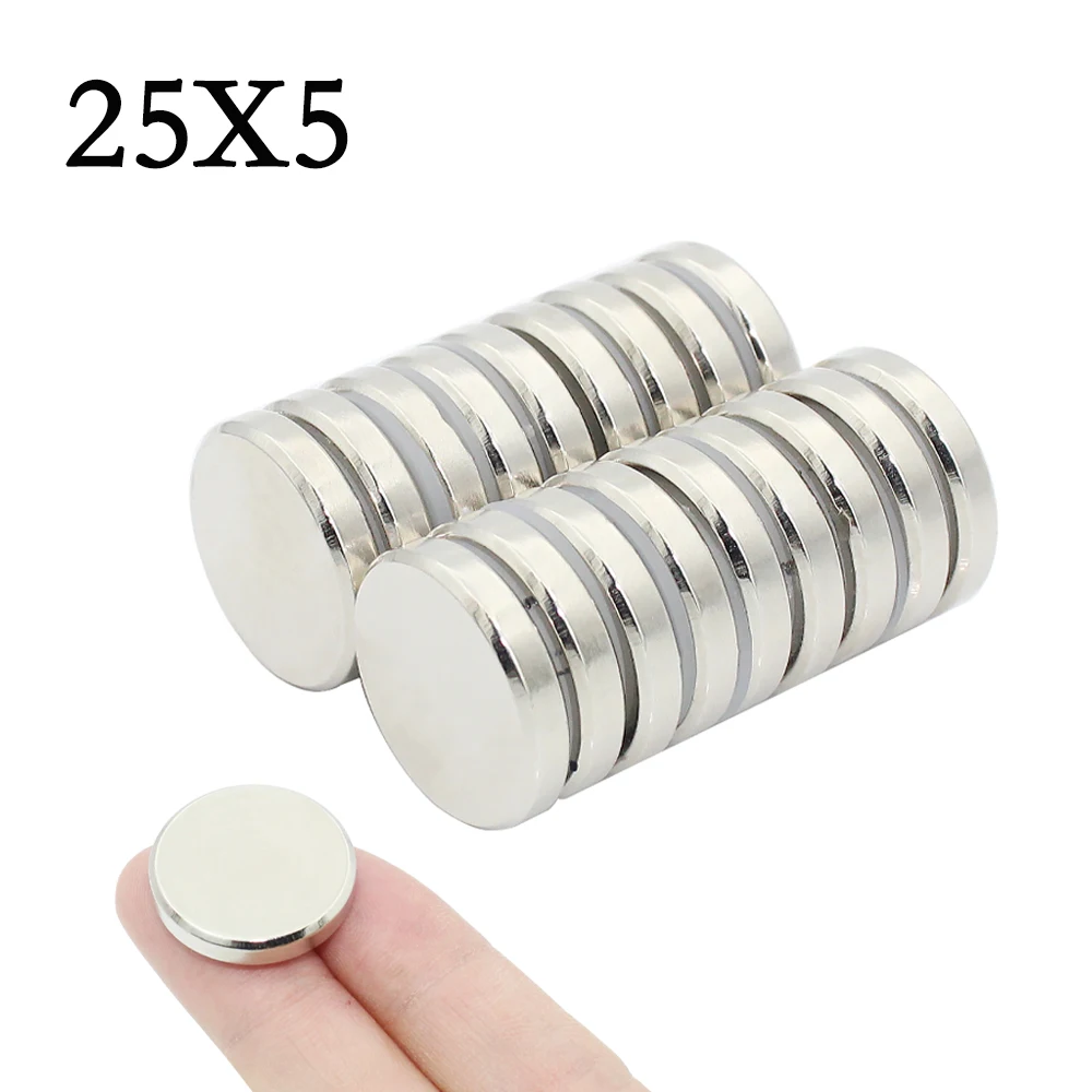 원형 초강력 영구 자석 이마네스 디스크, 25x5 네오디뮴 자석, 25mm x 5mm, N35 NdFeB, 1 개, 3 개, 5 개, 10 개, 20/50 개