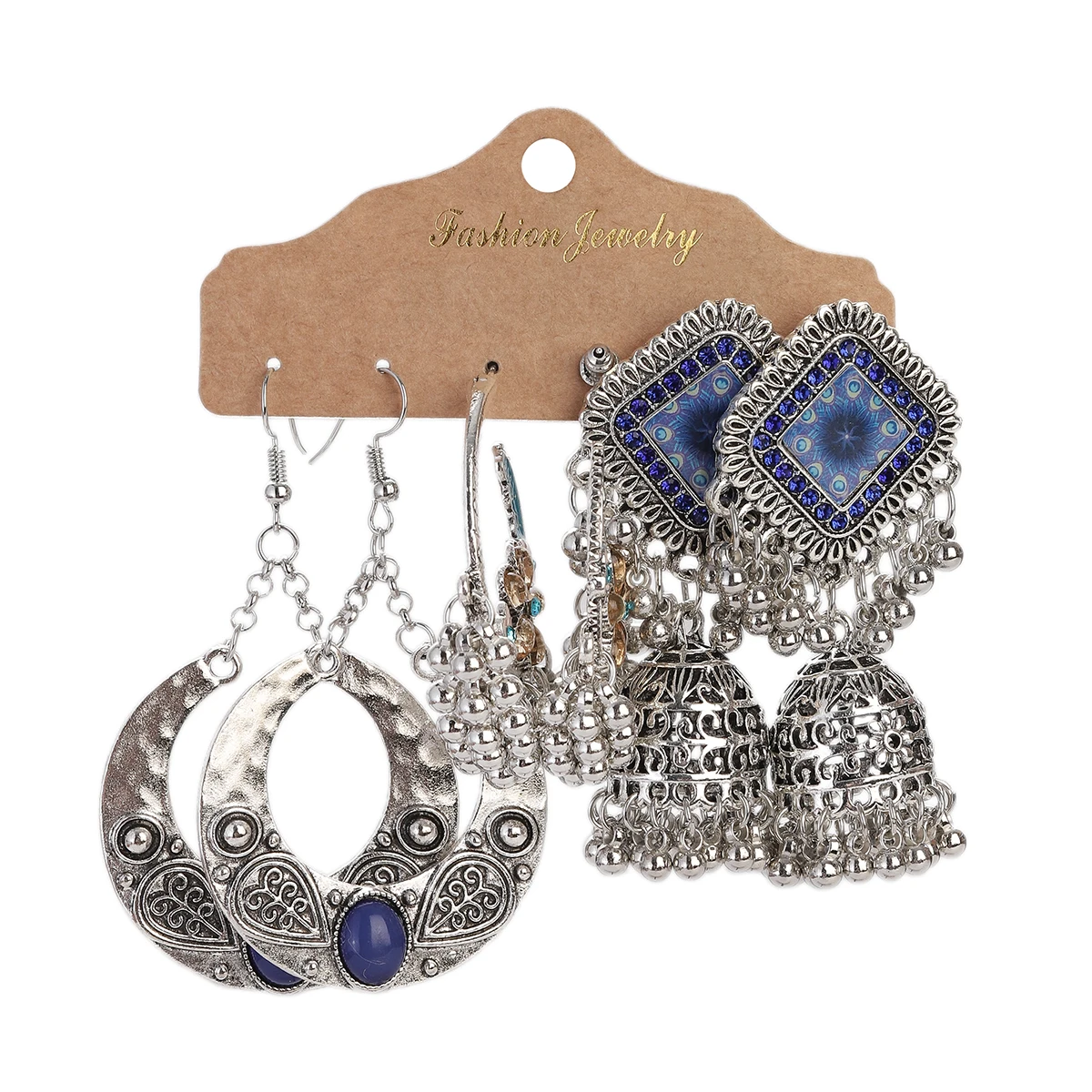 Orecchini vintage etnici color argento rotondi con nappa a goccia d'acqua per le donne Boho lunghi orecchini pendenti intagliati vuoti Brincos  36