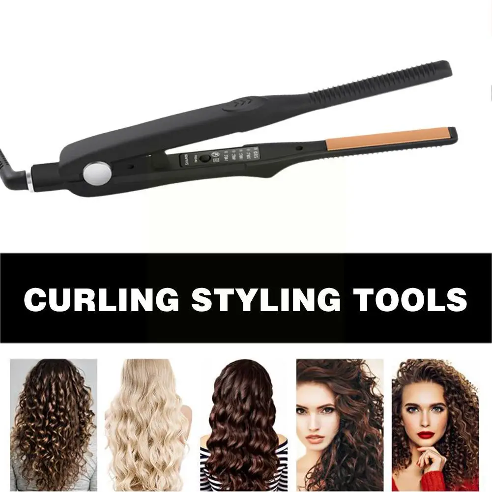 2 In 1 Hair Straightener & Curler Small Flat Iron Ceramic Hair Crimper Corrugation Short Hair Straightening Curling Styling Tool 2