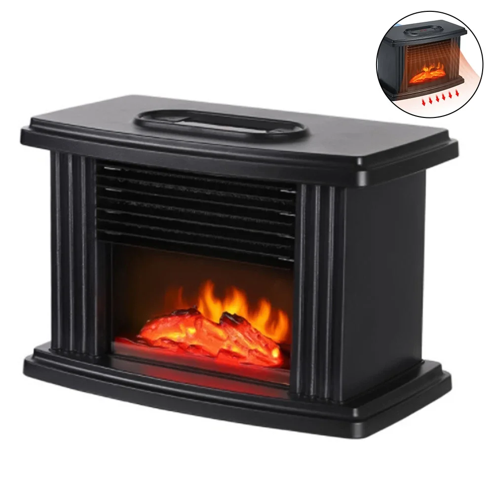 1000W Electric Fireplace Heater With Remote Control Flame Heater Indoor Space Stove Portable Desktop Hot Fan Winter
