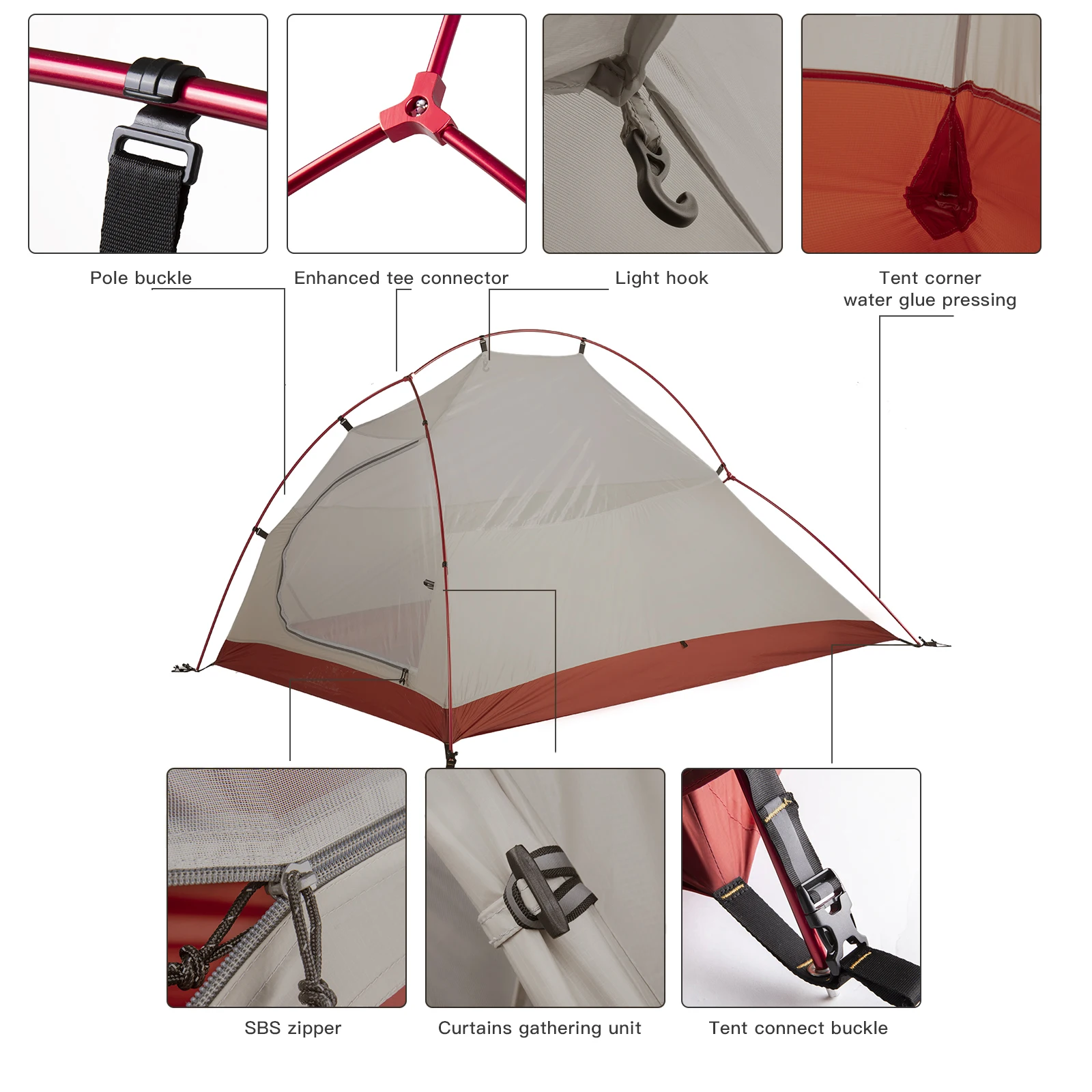 Barraca Ultraleve Bisinna – Nylon 20D Impermeável para Camping e Trekking (1–2 Pessoas) - Imagem 3