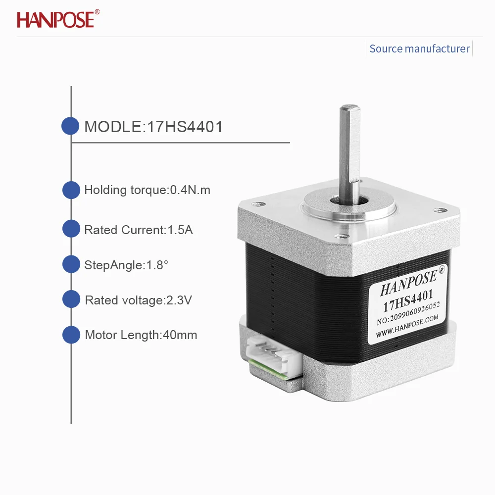 NEMA17 17HS4401+HPD322 스테퍼 모터 2.3V 1.5A 2상 4선 3D 프린팅 액세서리 모터 제조업체 직접 판매
